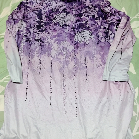 Purple Floral Long Sleeve Women's Top - Picture 5 of 10